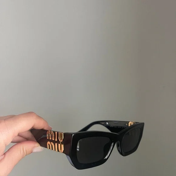 Miu Miu | Accessories | Miu Miu Black Sunglasses With Gold  display picture 1